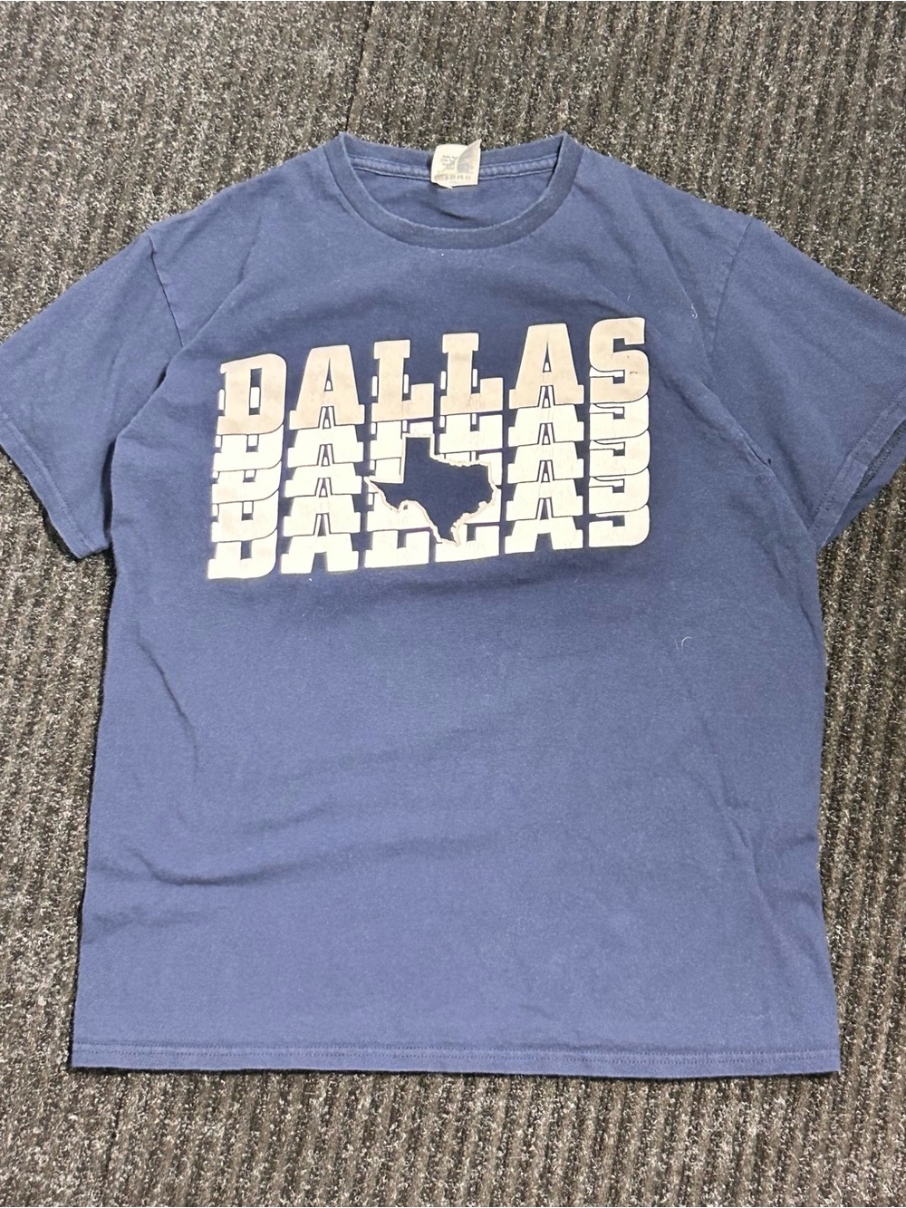Delta Pro Weight Crewneck Tee in Blue with Red Logo